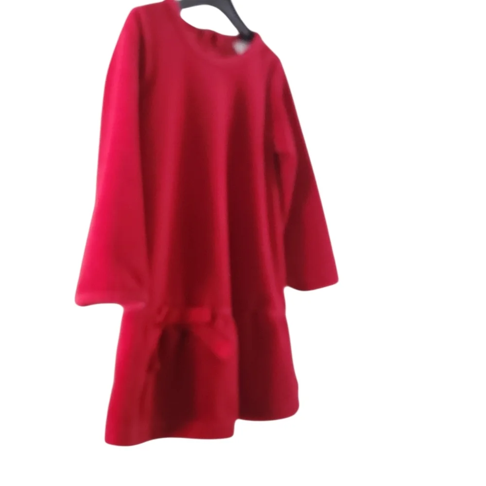 Hanna Andersson Red Dress Size 75 cm / 12-18 mos Drop Waist Long Sleeves Bow